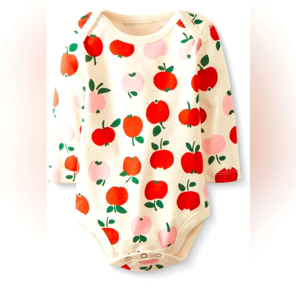 Hanna Anderson, Girl Size 2T one piece bodysuit, Multicolored Apples, Excel Cond